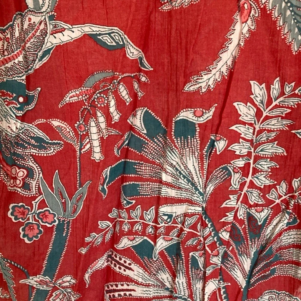 LOFT Women's Floral Cotton Boho Top Size Large Red Teal Lightweight Summer - Picture 11 of 11